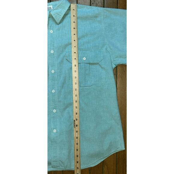 Neiman-Marcus Men's Large 100% Cotton Pale Green Short Sleeve Button Up Shirt - Picture 7 of 9